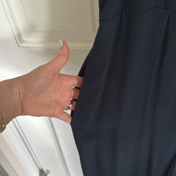 Madewell Navy Cropped Wide Leg Smocked Back Jumpsuit - Picture 5 of 9